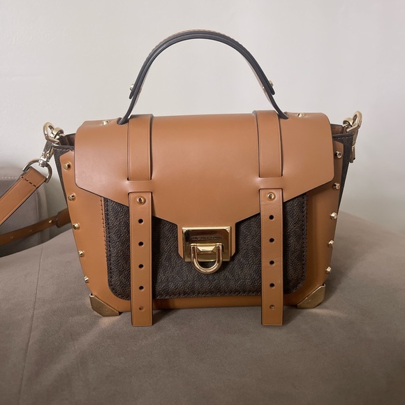 Michael Kors Handbags - Michael Kors Brown and Black Satchel with Gold Accents new without tags